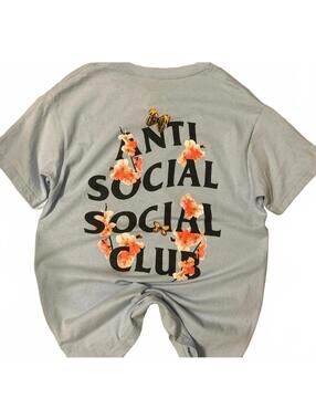 Anti Social Social Club Cherry Blossom Butterfly Tee Blue Med ASSC Floral NWOT